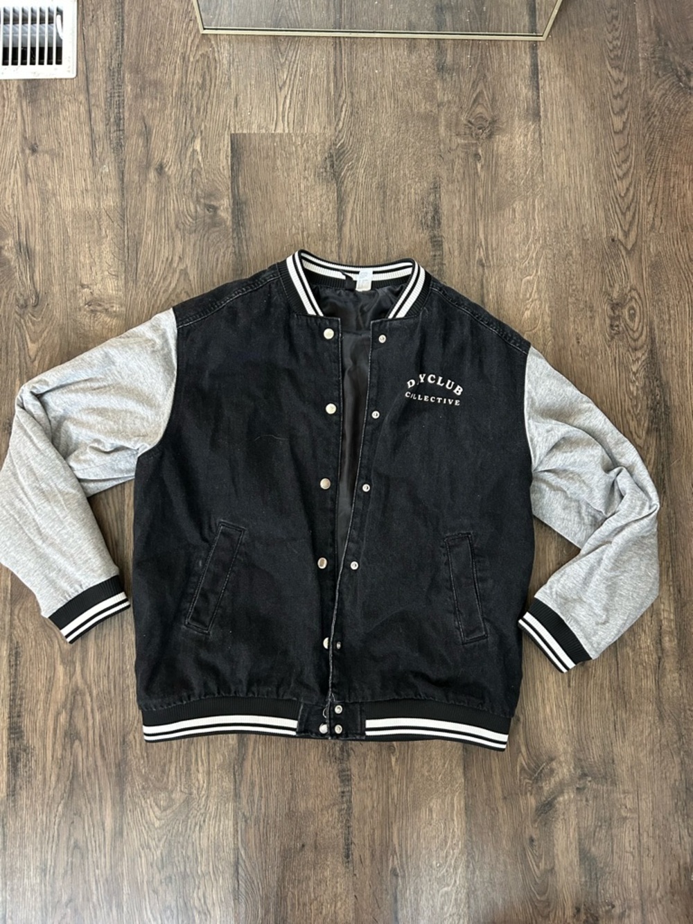 H&M Black & Gray & white Varsity letterman Jacket day club collective oversize